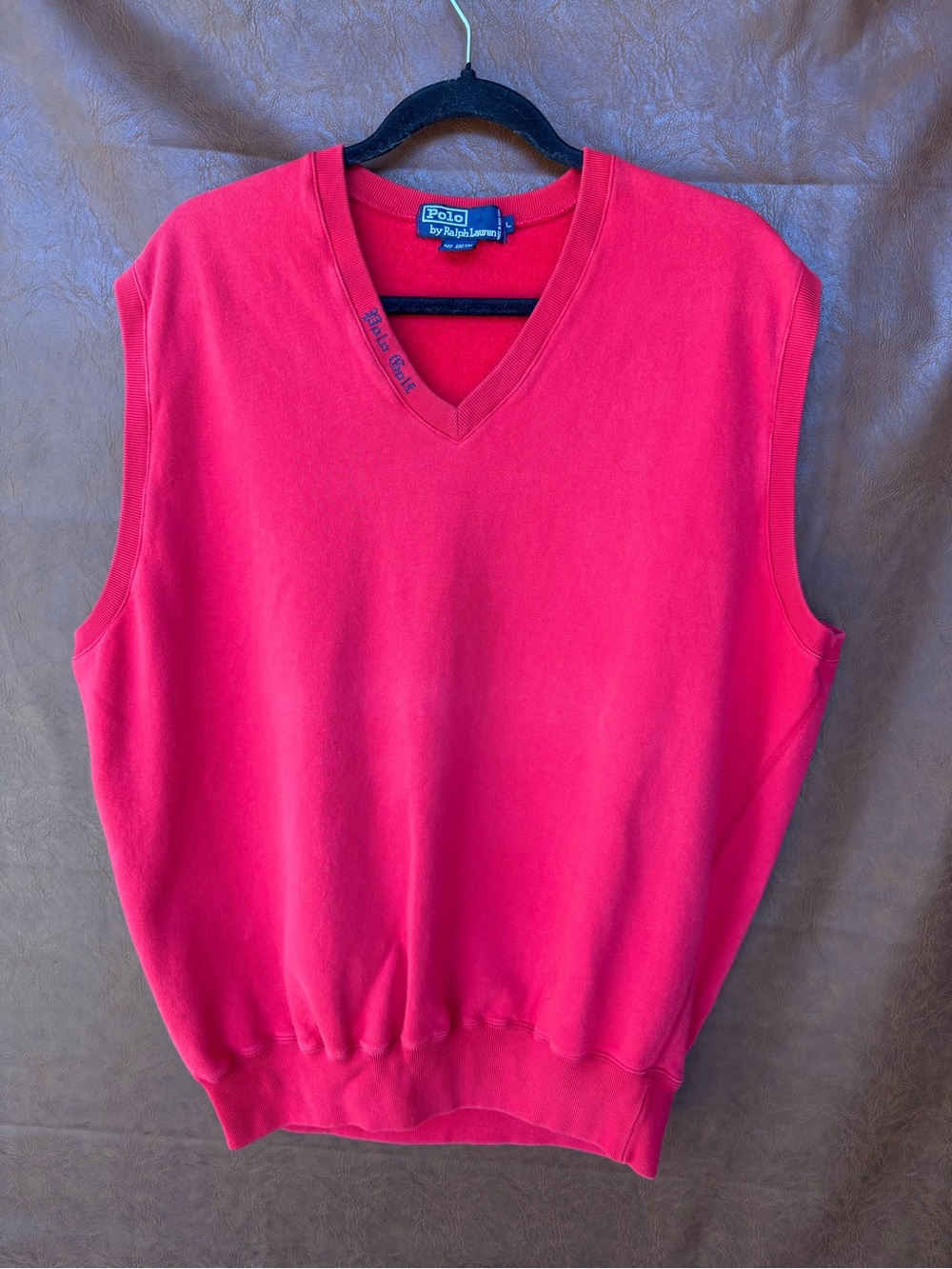 Polo Ralph Lauren Golf Mens L Red Sweatshirt Sweater Vest V Neck Vintage